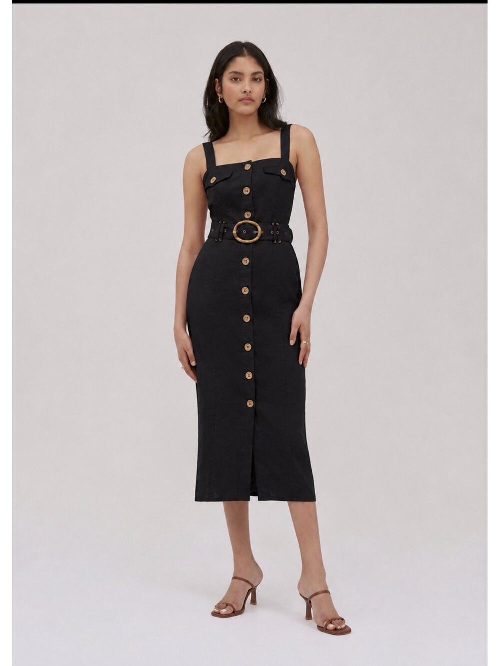 Finders Keepers Bambi Linen Blend Dress Mediterranean Resort Utility Sz 4